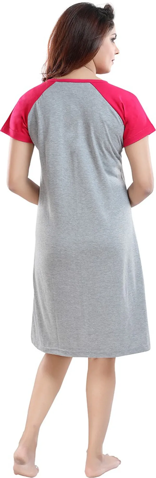 Grey_Cotton_Blend_Printed_Knee_Length_Night_Dress_For_Women
